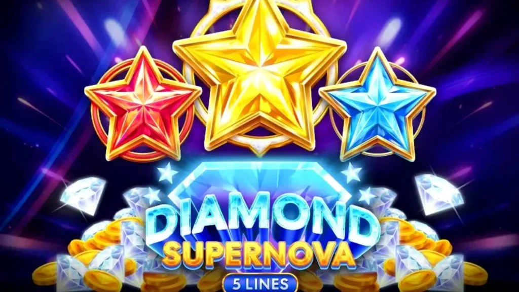 Tampilan visual slot Diamond Supernova 5 Lines dengan tema kosmik yang elegan